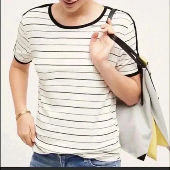 Postmark Morgan Striped Black White Tee Top Size S—D3 - Picture 1 of 6